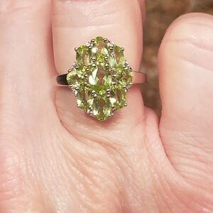 JTV Peridot Cluster Cocktail Ring